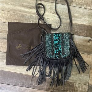 Montana West chocolate brown and Turquise Patterned Crossbody Bag